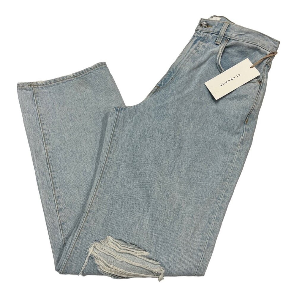 SLVRLAKE‎ Jeans  London Straight Rigid Light Wash Distressed Denim Womens 30